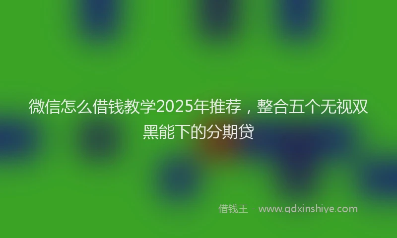 微信怎么借钱教学2025年推荐，整合五个无视双黑能下的分期贷