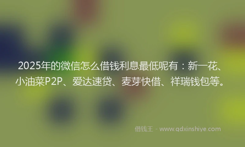 2025年的微信怎么借钱利息最低呢有：新一花、小油菜P2P、爱达速贷、麦芽快借、祥瑞钱包等。