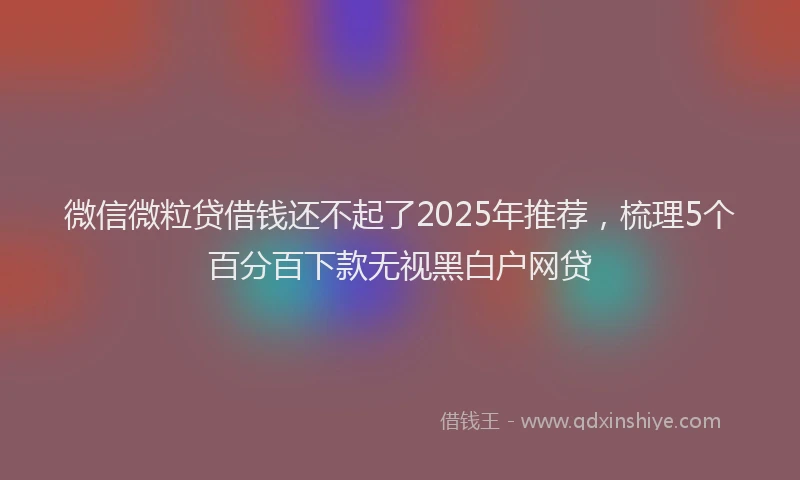 微信微粒贷借钱还不起了2025年推荐，梳理5个百分百下款无视黑白户网贷