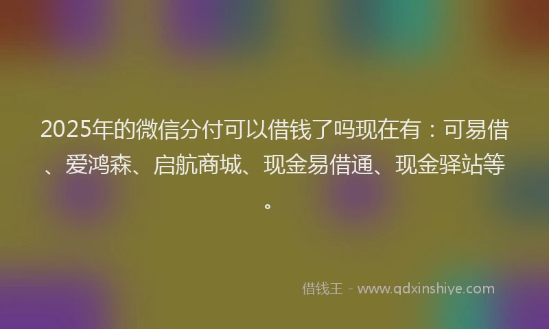 2025年的微信分付可以借钱了吗现在有：可易借、爱鸿森、启航商城、现金易借通、现金驿站等。
