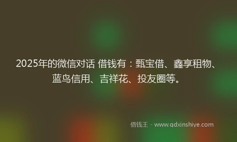 2025年的微信对话 借钱有：甄宝借、鑫享租物、蓝鸟信用、吉祥花、投友圈等。