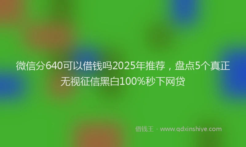 微信分640可以借钱吗2025年推荐，盘点5个真正无视征信黑白100%秒下网贷