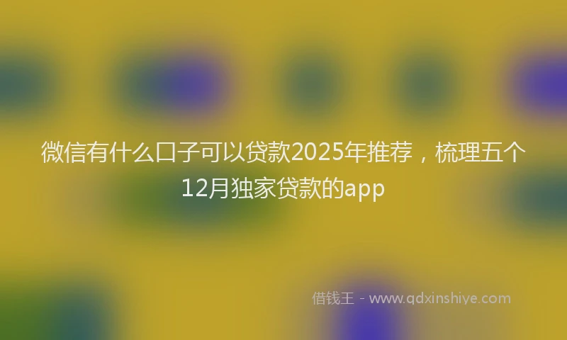 微信有什么口子可以贷款2025年推荐，梳理五个12月独家贷款的app