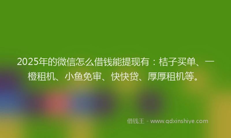 2025年的微信怎么借钱能提现有：桔子买单、一橙租机、小鱼免审、快快贷、厚厚租机等。