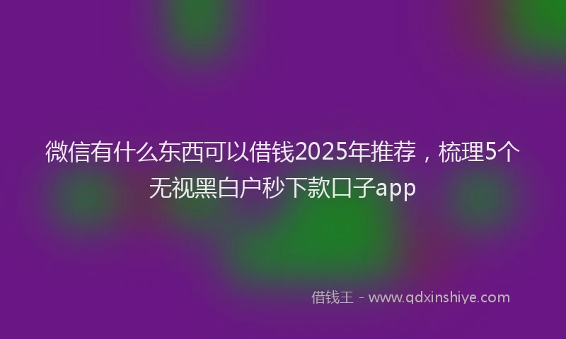 微信有什么东西可以借钱2025年推荐，梳理5个无视黑白户秒下款口子app