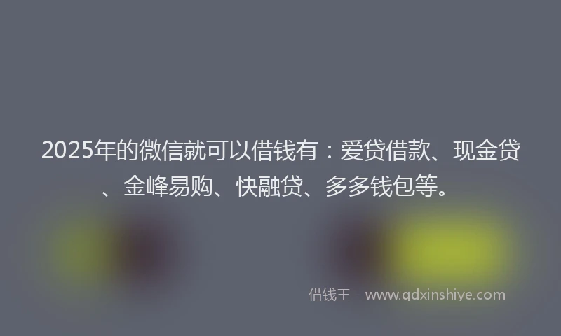 2025年的微信就可以借钱有：爱贷借款、现金贷、金峰易购、快融贷、多多钱包等。