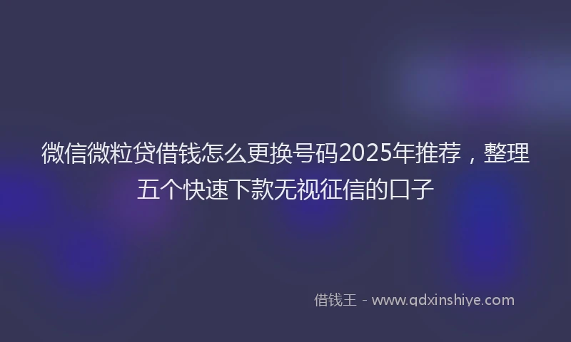 微信微粒贷借钱怎么更换号码2025年推荐，整理五个快速下款无视征信的口子
