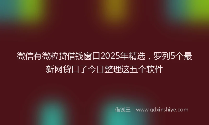 微信有微粒贷借钱窗口2025年精选，罗列5个最新网贷口子今日整理这五个软件