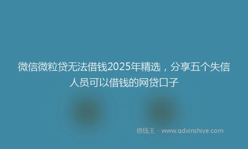 微信微粒贷无法借钱2025年精选，分享五个失信人员可以借钱的网贷口子