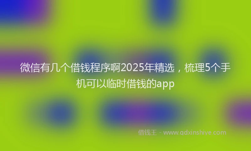 微信有几个借钱程序啊2025年精选，梳理5个手机可以临时借钱的app