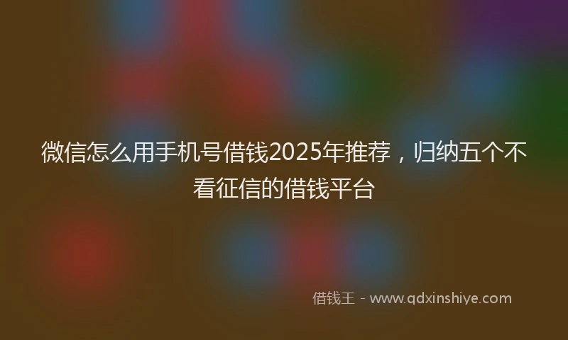 微信怎么用手机号借钱2025年推荐，归纳五个不看征信的借钱平台