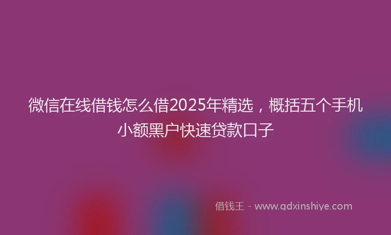 微信在线借钱怎么借2025年精选，概括五个手机小额黑户快速贷款口子