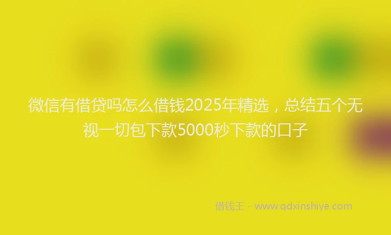 微信有借贷吗怎么借钱2025年精选，总结五个无视一切包下款5000秒下款的口子