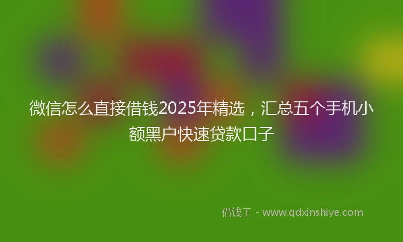 微信怎么直接借钱2025年精选，汇总五个手机小额黑户快速贷款口子