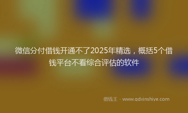 微信分付借钱开通不了2025年精选，概括5个借钱平台不看综合评估的软件