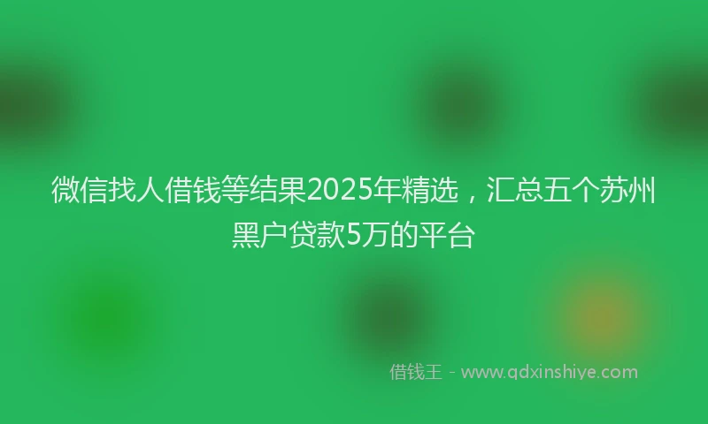 微信找人借钱等结果2025年精选，汇总五个苏州黑户贷款5万的平台