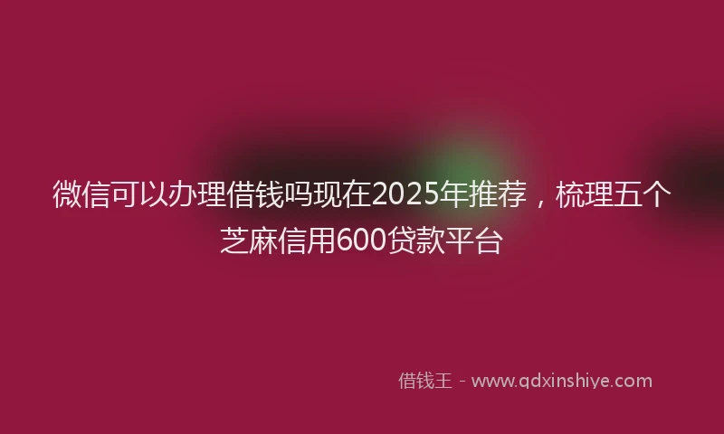 微信可以办理借钱吗现在2025年推荐，梳理五个芝麻信用600贷款平台