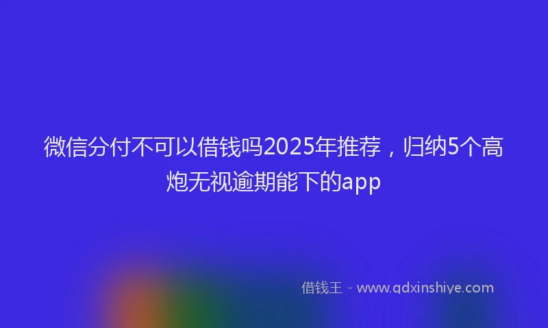 微信分付不可以借钱吗2025年推荐，归纳5个高炮无视逾期能下的app