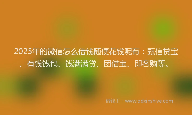 2025年的微信怎么借钱随便花钱呢有：甄信贷宝、有钱钱包、钱满满贷、团借宝、即客购等。