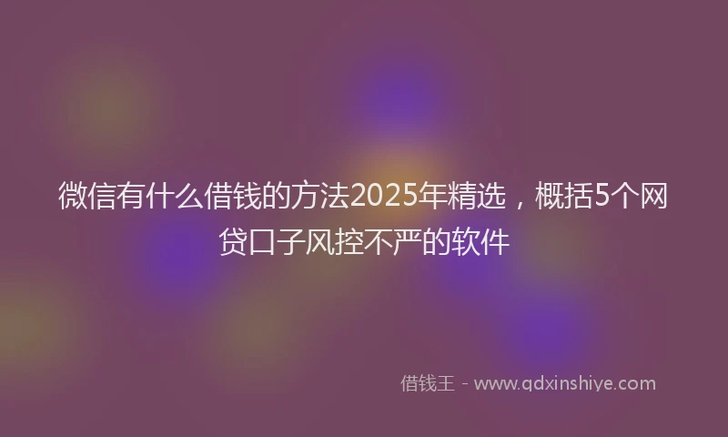 微信有什么借钱的方法2025年精选，概括5个网贷口子风控不严的软件