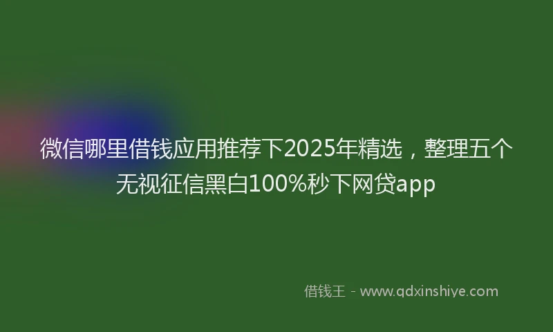 微信哪里借钱应用推荐下2025年精选，整理五个无视征信黑白100%秒下网贷app