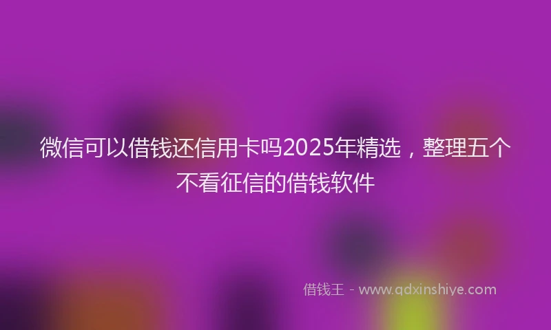 微信可以借钱还信用卡吗2025年精选，整理五个不看征信的借钱软件