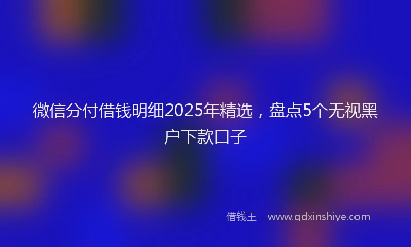 微信分付借钱明细2025年精选，盘点5个无视黑户下款口子