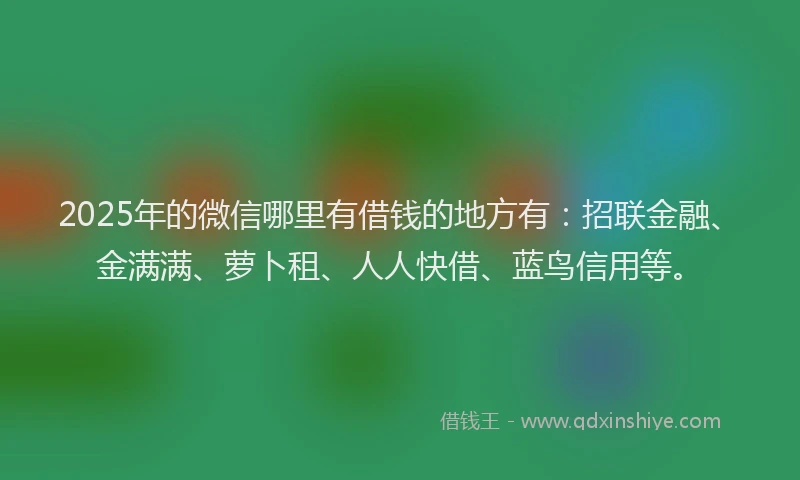 2025年的微信哪里有借钱的地方有：招联金融、金满满、萝卜租、人人快借、蓝鸟信用等。