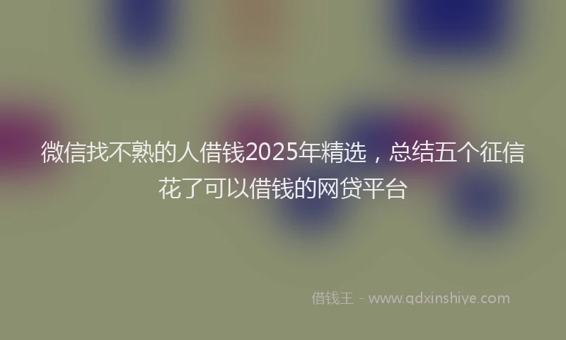 微信找不熟的人借钱2025年精选，总结五个征信花了可以借钱的网贷平台