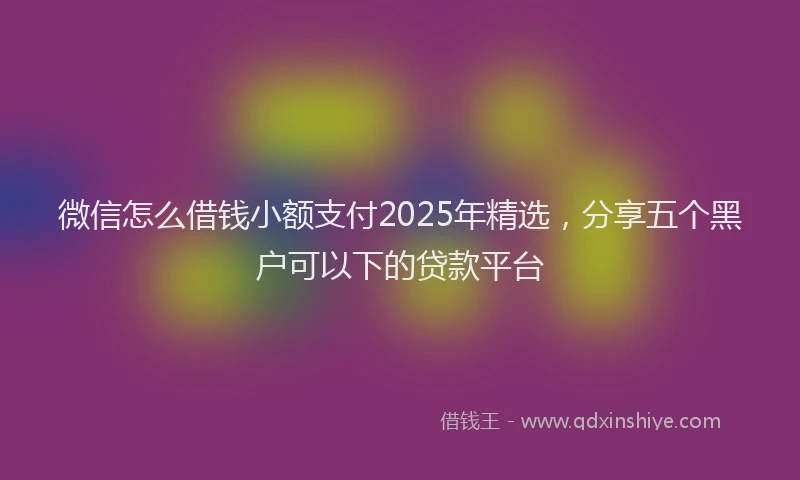 微信怎么借钱小额支付2025年精选，分享五个黑户可以下的贷款平台