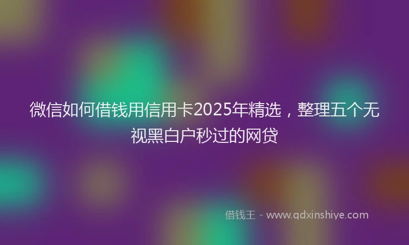 微信如何借钱用信用卡2025年精选，整理五个无视黑白户秒过的网贷