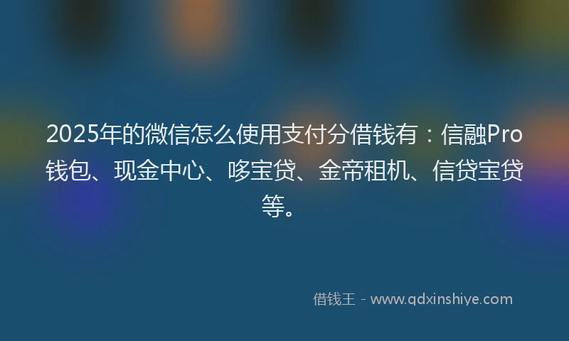 2025年的微信怎么使用支付分借钱有：信融Pro钱包、现金中心、哆宝贷、金帝租机、信贷宝贷等。