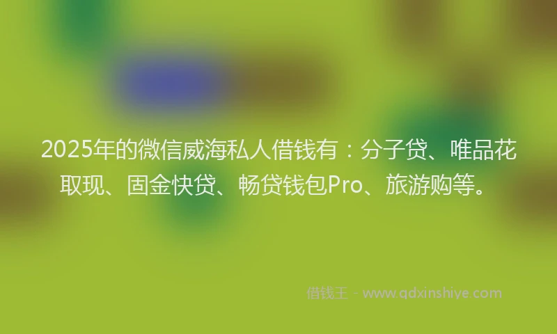 2025年的微信威海私人借钱有：分子贷、唯品花取现、固金快贷、畅贷钱包Pro、旅游购等。