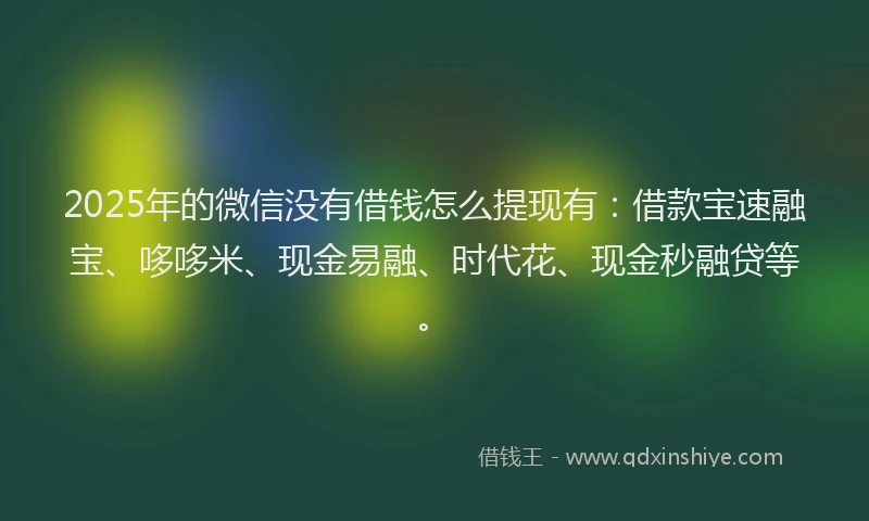 2025年的微信没有借钱怎么提现有：借款宝速融宝、哆哆米、现金易融、时代花、现金秒融贷等。