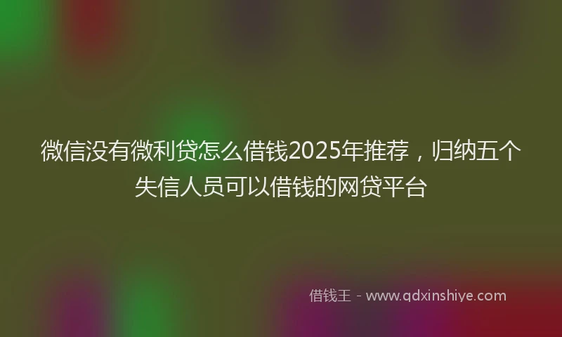 微信没有微利贷怎么借钱2025年推荐，归纳五个失信人员可以借钱的网贷平台