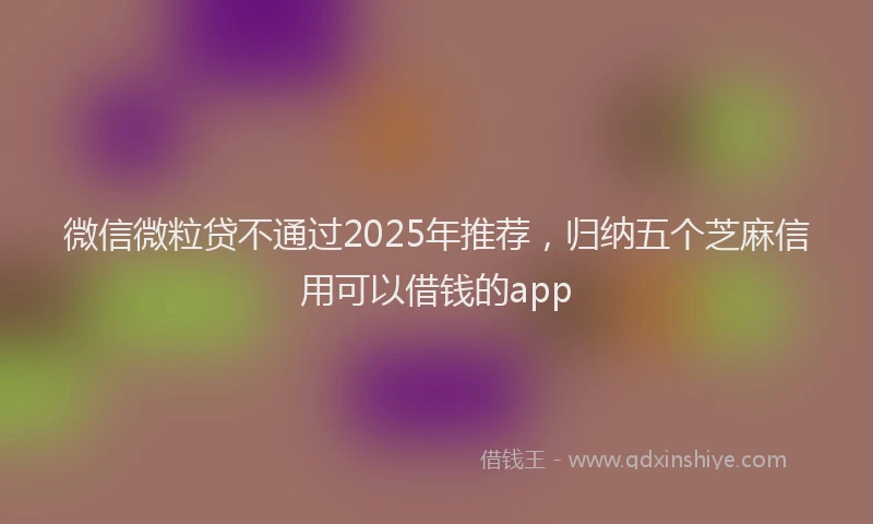 微信微粒贷不通过2025年推荐，归纳五个芝麻信用可以借钱的app