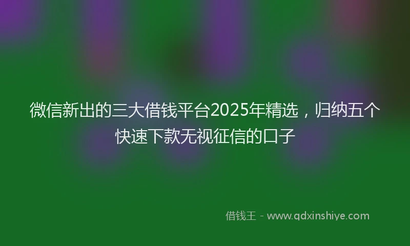 微信新出的三大借钱平台2025年精选，归纳五个快速下款无视征信的口子