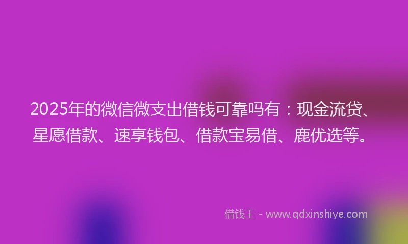 2025年的微信微支出借钱可靠吗有：现金流贷、星愿借款、速享钱包、借款宝易借、鹿优选等。