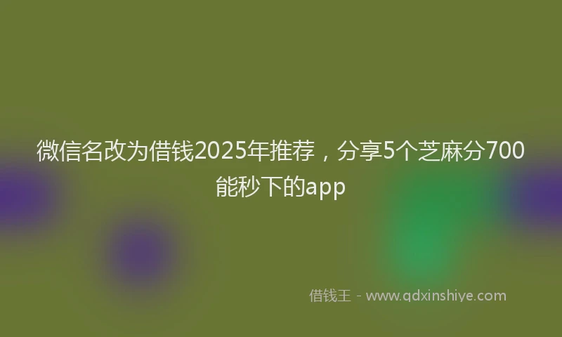 微信名改为借钱2025年推荐，分享5个芝麻分700能秒下的app