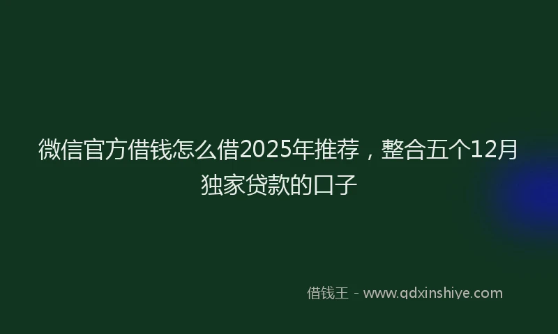 微信官方借钱怎么借2025年推荐，整合五个12月独家贷款的口子