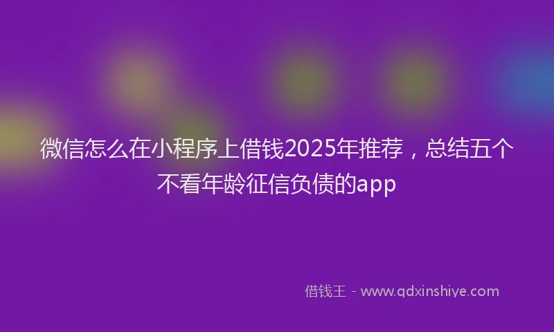 微信怎么在小程序上借钱2025年推荐，总结五个不看年龄征信负债的app