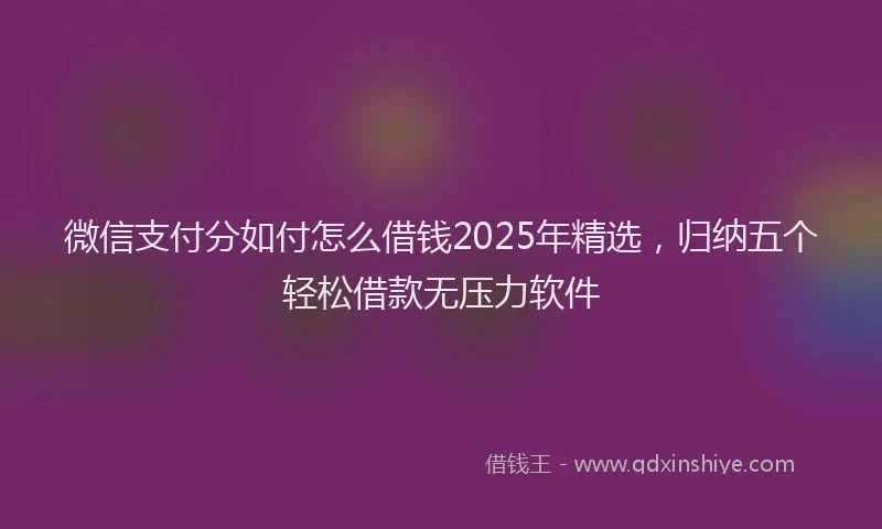 微信支付分如付怎么借钱2025年精选，归纳五个轻松借款无压力软件