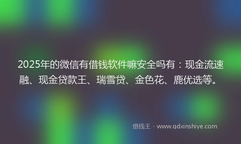 2025年的微信有借钱软件嘛安全吗有：现金流速融、现金贷款王、瑞雪贷、金色花、鹿优选等。