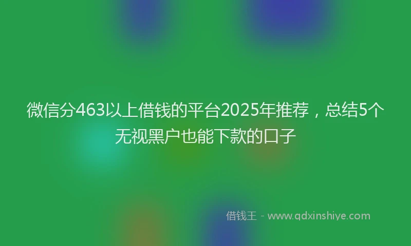 微信分463以上借钱的平台2025年推荐，总结5个无视黑户也能下款的口子