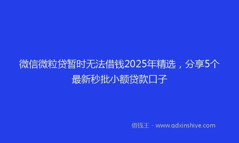 微信微粒贷暂时无法借钱2025年精选，分享5个最新秒批小额贷款口子