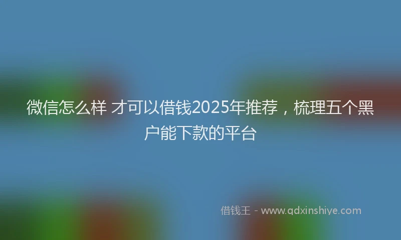 微信怎么样 才可以借钱2025年推荐，梳理五个黑户能下款的平台