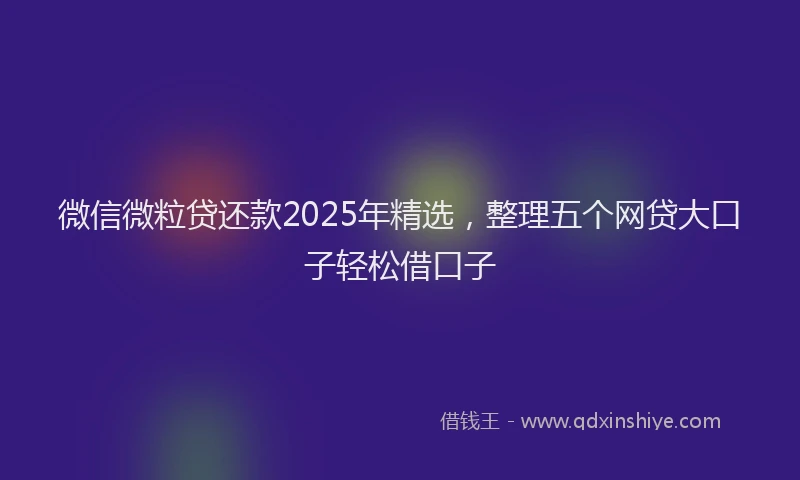 微信微粒贷还款2025年精选，整理五个网贷大口子轻松借口子