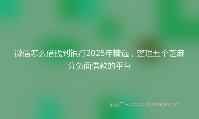 微信怎么借钱到银行2025年精选，整理五个芝麻分负面借款的平台