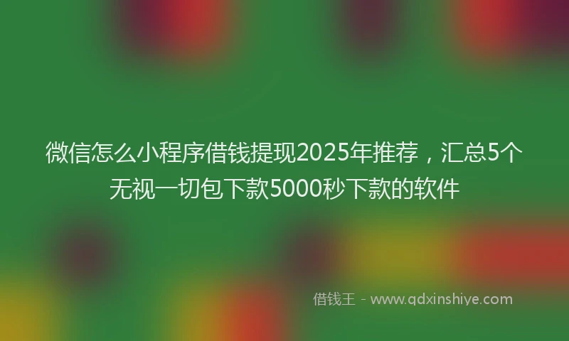 微信怎么小程序借钱提现2025年推荐，汇总5个无视一切包下款5000秒下款的软件