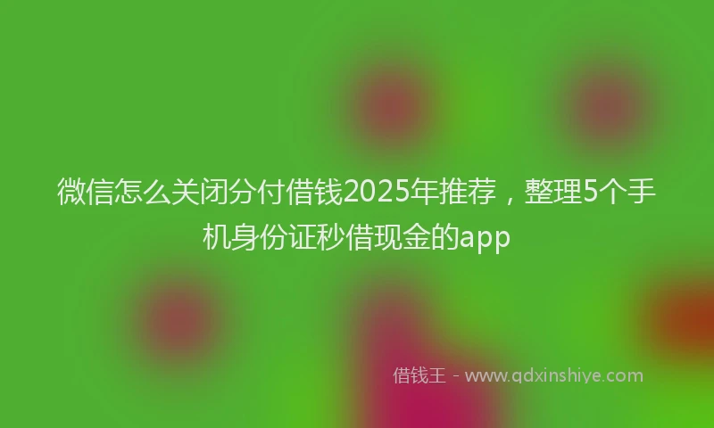 微信怎么关闭分付借钱2025年推荐，整理5个手机身份证秒借现金的app